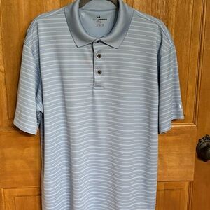 NWOT Grand Slam Blue and White‎ Striped Polo Shirt Classic Casual Design